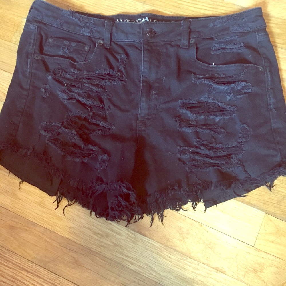 Black high rise jean shorts